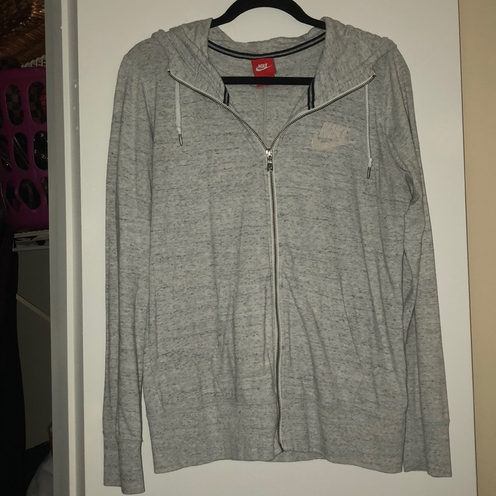 Gray Nike zip up hoodie, XL